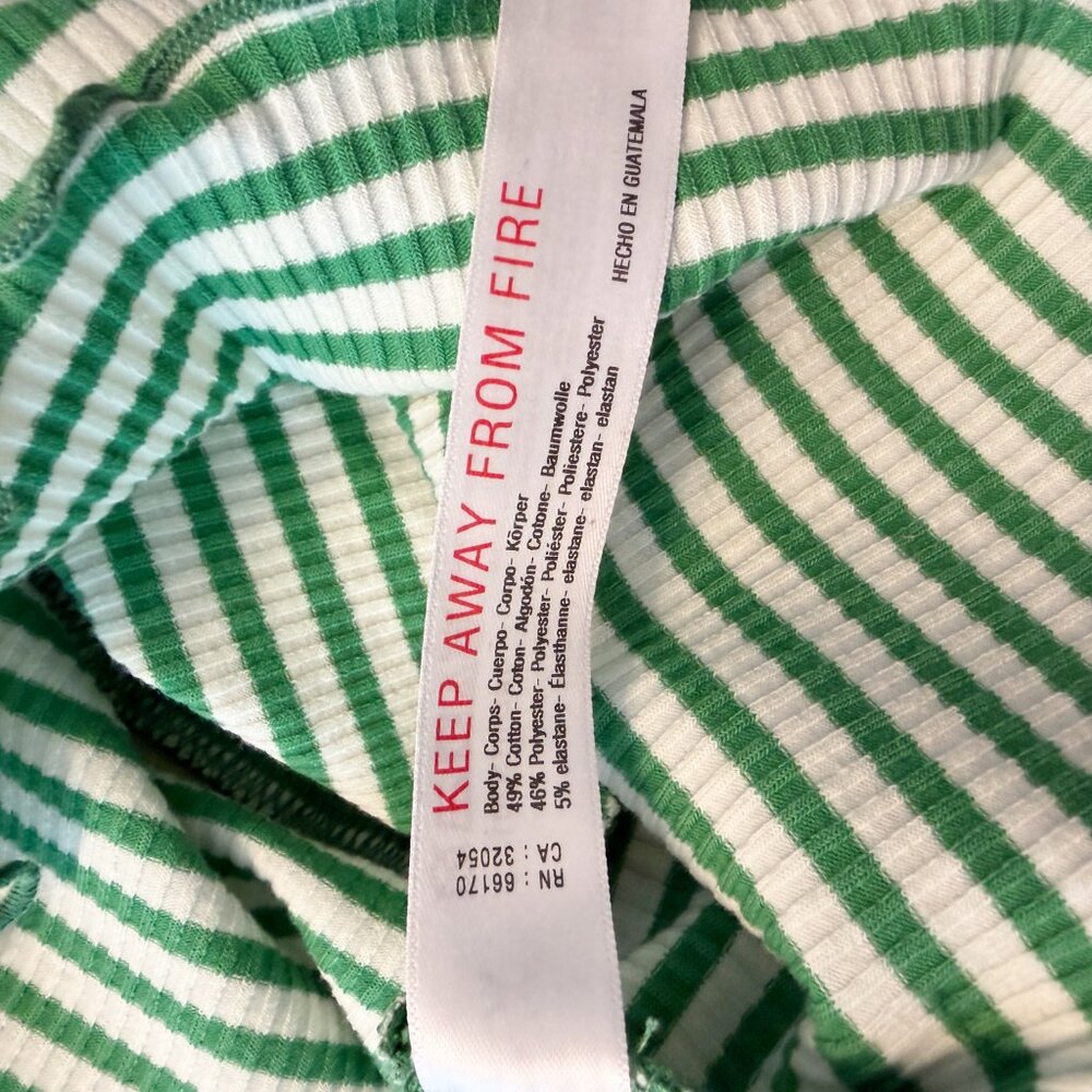 Urban Outfitters BDG Madi Ribbed V-Neck Striped Top Green/White Size M - Picture 8 of 9